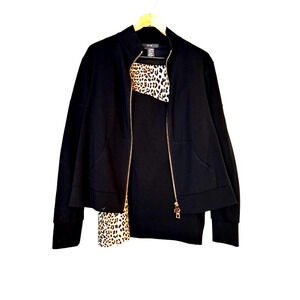 Per se animal print/black pencil skirt /jacket set NWOT